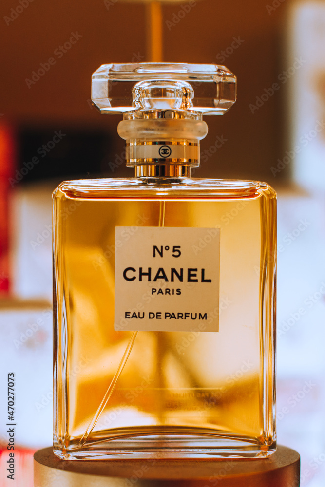 Chanel No. 5 perfume bottle - golden luxury fragrance